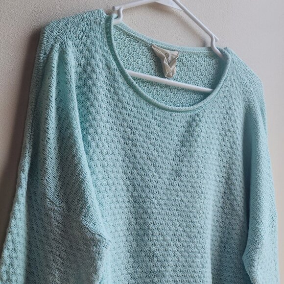 Fantastic Fawn Mint Scoop Neck Fringe Sweater Size Medium - Picture 2 of 13